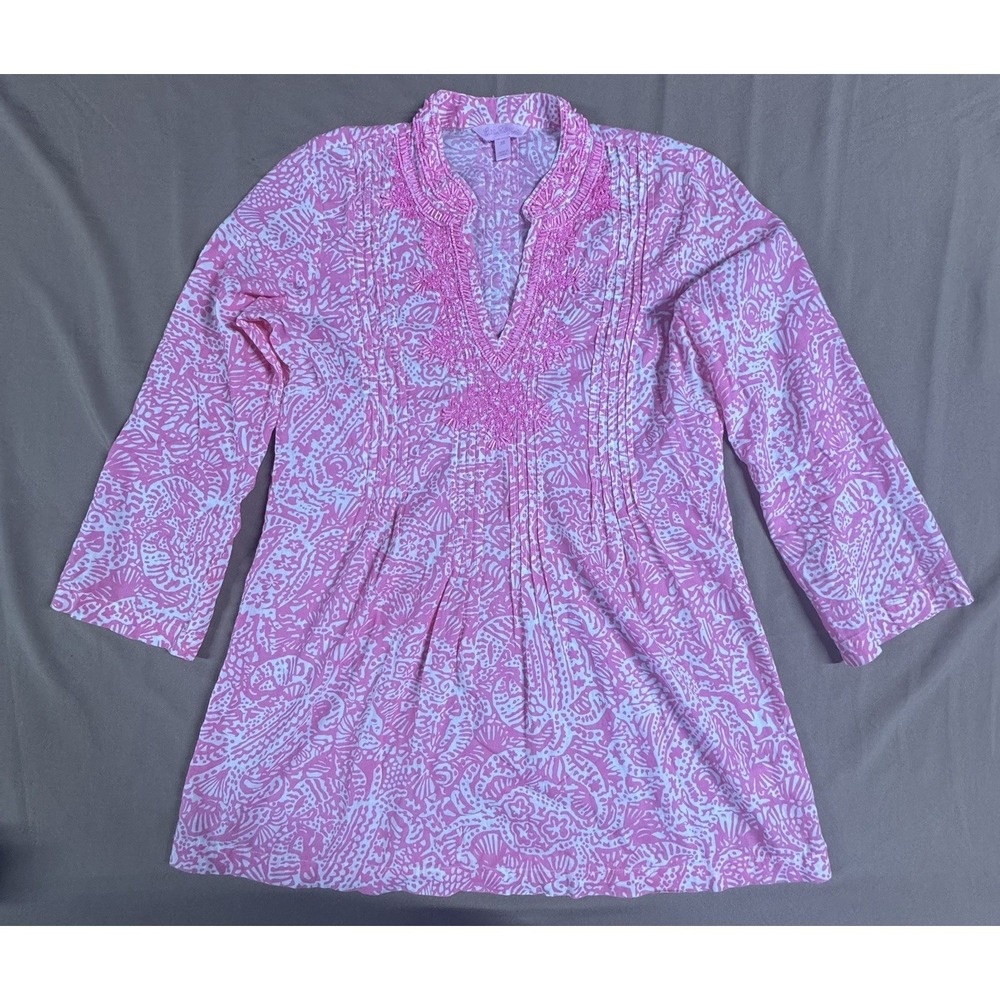 Lilly Pulitzer Pink Beaded Tunic Top XSmall